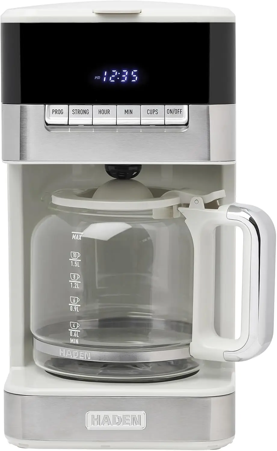 12-Cup Coffee Maker with 120-Minute Keep Warm, Delay Brew, Adjustable Strength, Programmable Clock & Anti-Drip Function, Ivory/C