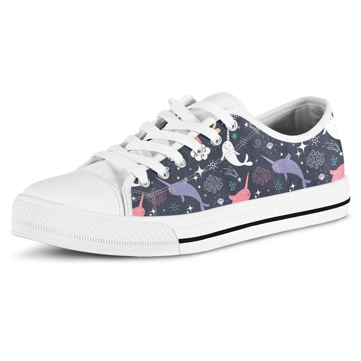 Sapatos de lona com renda graffiti para senhoras, sapatos baixos casuais, sola macia, estampa estreita, top baixo, tendência selvagem, moda