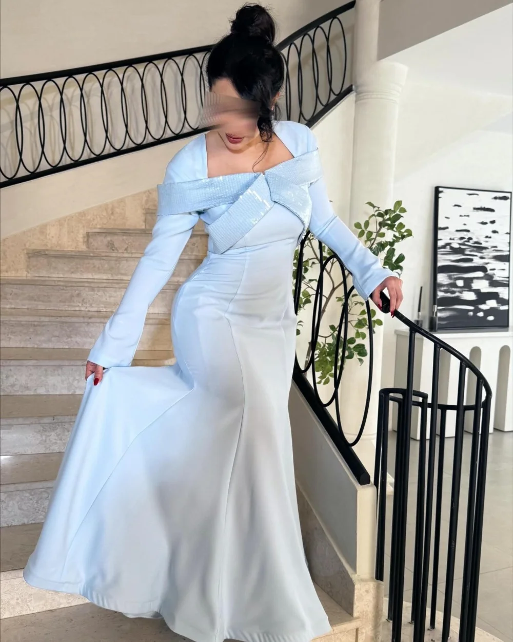 Customized Matching Fashion Pleat Ruched Sequined Mermaid Square Neck Long Dresses Evening Dresses Sizes Available High Quality