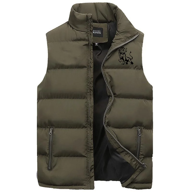 Men\'s Vest Winter Clothes Mens Jacket Outerwear Coats Autumn Winter Sleeveless Standing Collar for Warmth and Thickened Tank Top