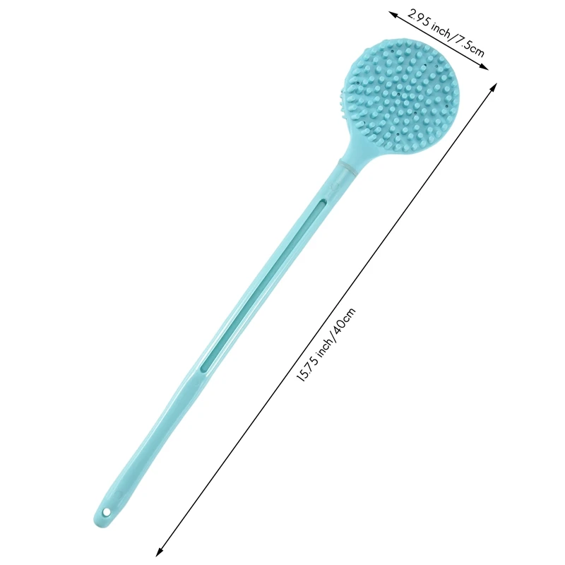 Double-Sided Shower Body Brush Silicone Long Handle Bathroom Wash Brush Bathing Massage Back Body Exfoliating Brush