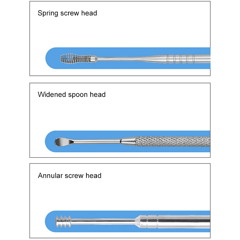 7pcs Ear Wax Remover Ear Cleaning Kit Ear Pick Earpick Ear Cleaner Spoon Care Ear Clean Tool for Baby Adults Ear Care Set
