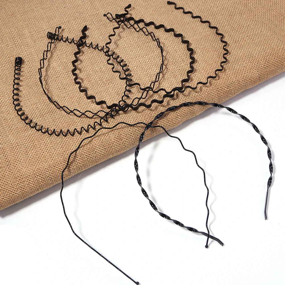 6pcs Fashion Metal Hair Band Black Wavy Hairband For Men Women Unisex Simple Hair Hoop Sports Hairband Headband Hair Accessories view 6