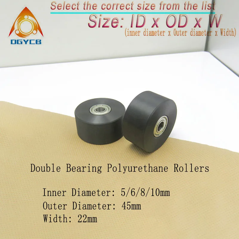 

1pcs Mask Machine PU Coated Roller 10x45x22 PUT680045-22 Plastic Bearing Pulley 45mm Polyurethane Wrapped Guide Wheel 10*45*22