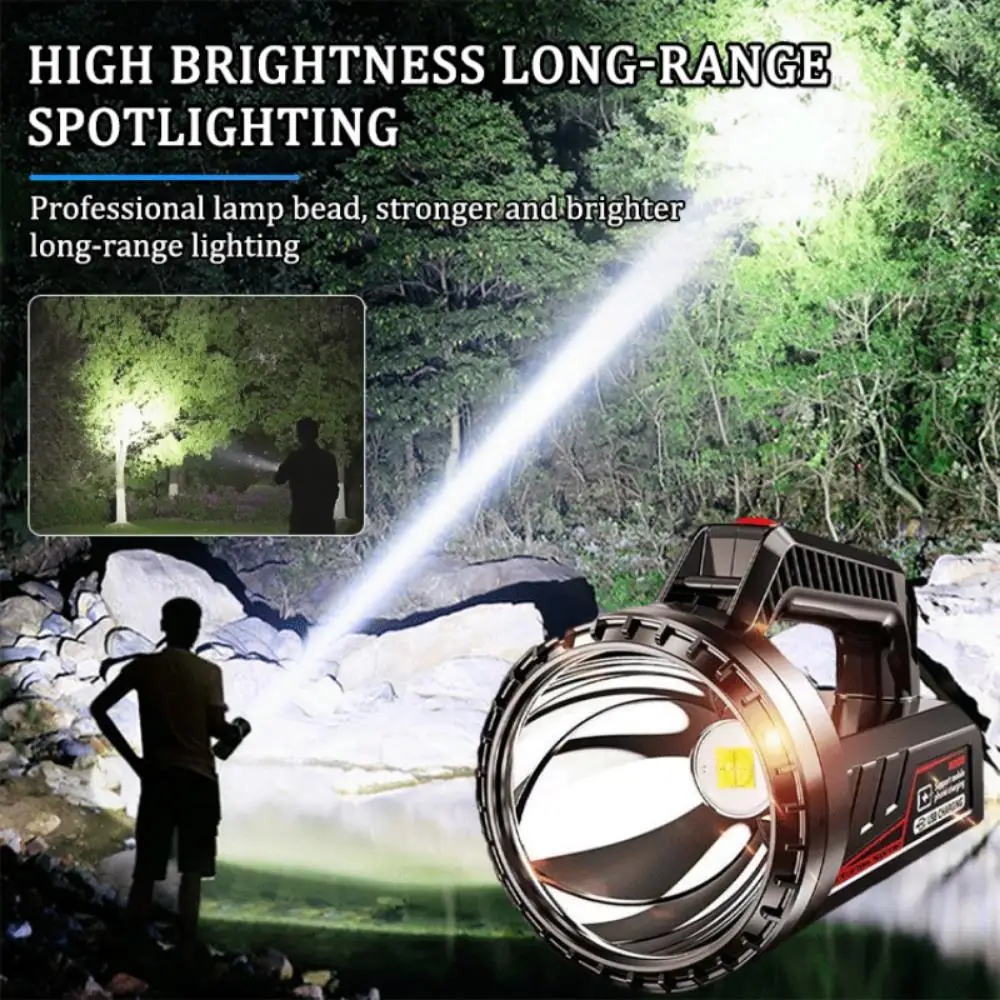 10000000 Lumens Flashlight Powerful P900 Torch Waterproof Fishing Lantern USB Rechargeable Spotlight Searchlight Power Bank Lamp