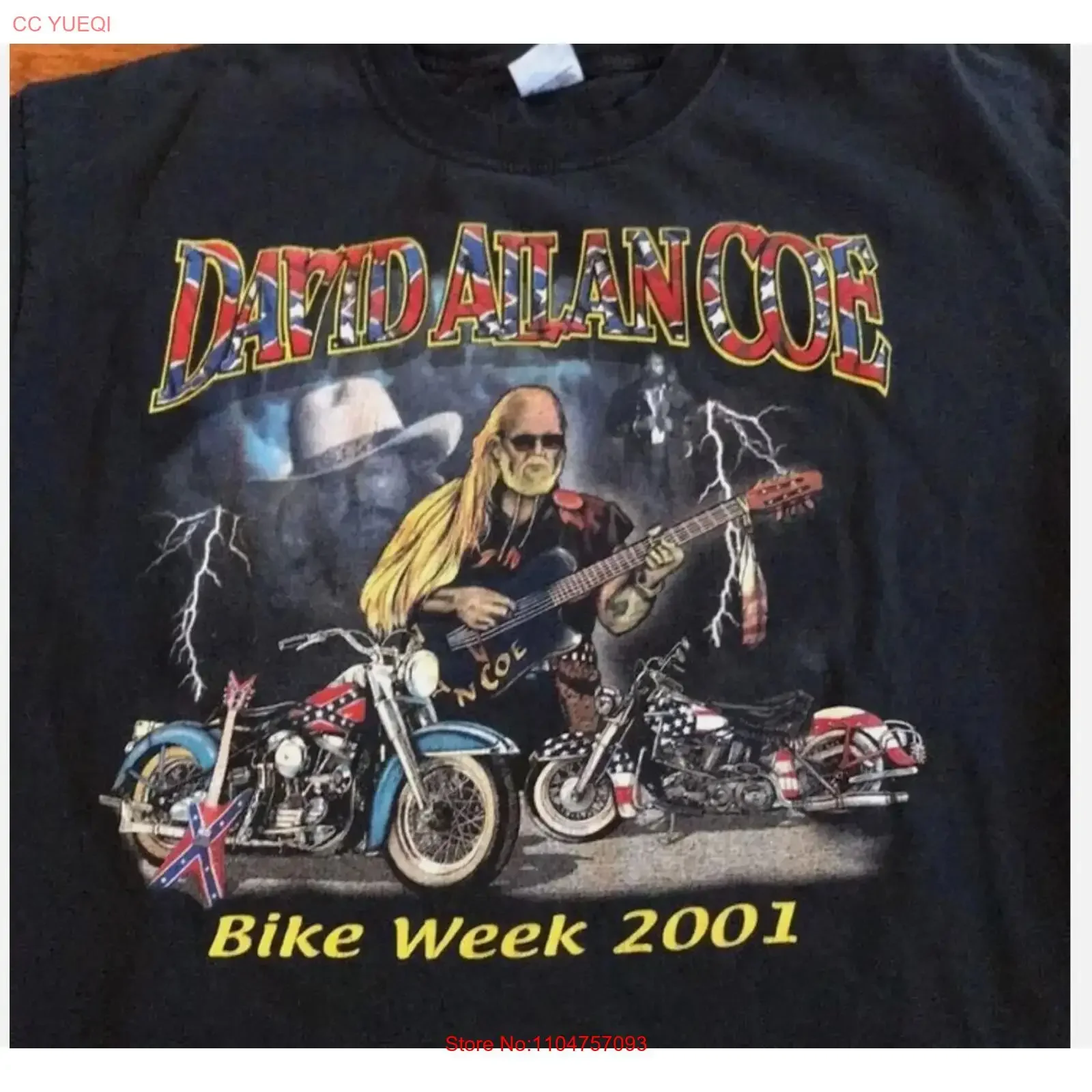 Vintage David Allan Coe Bike Week Tour 2001 T Shirt Adult vintage Washed homme Unisex Top For Everyday Wear Comfortable