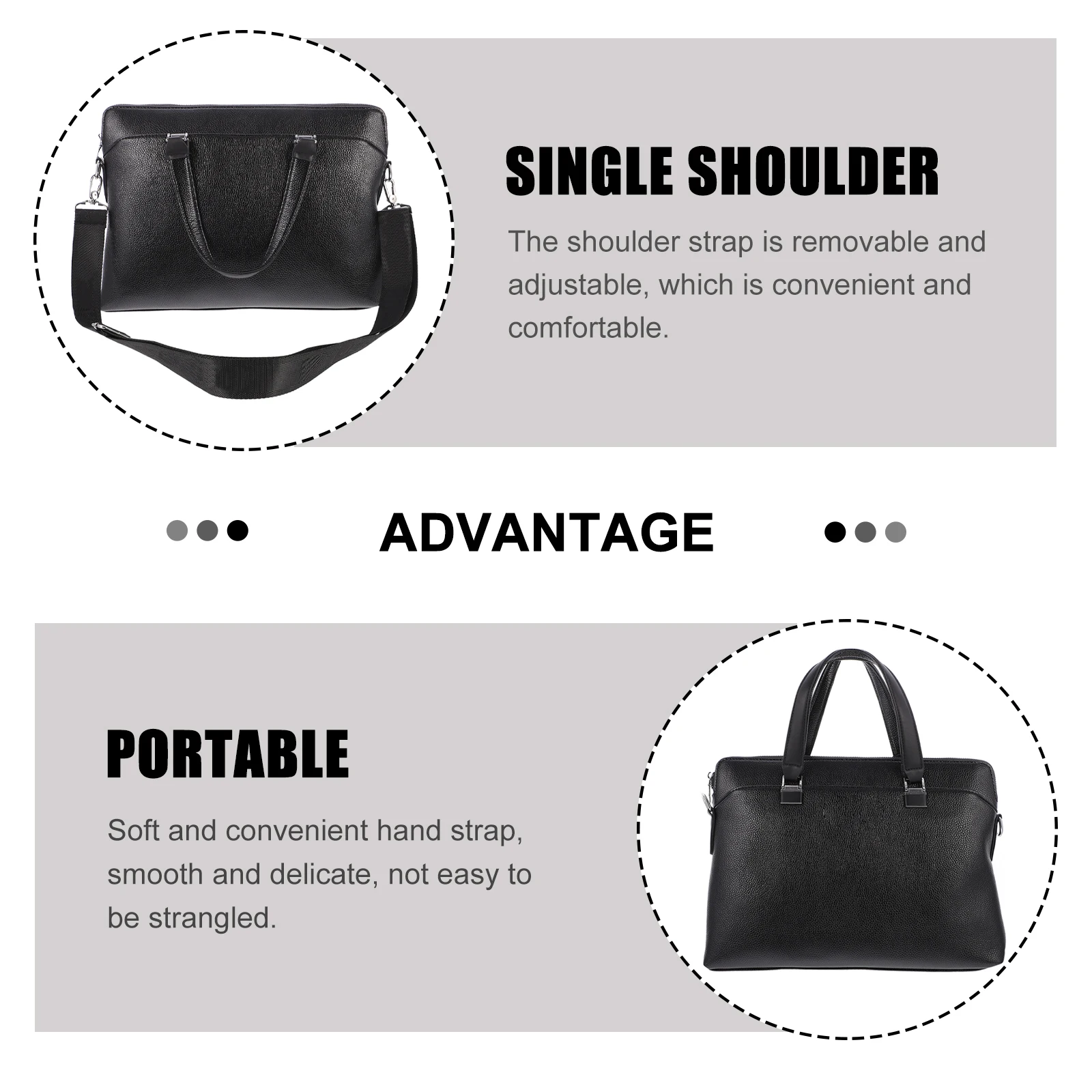 حقيبة أعمال احترافية من البولي يوريثان، حقيبة كمبيوتر محمول مقاومة للماء، منظم بسعة كبيرة للكتف المحمول للتنقل في المكتب