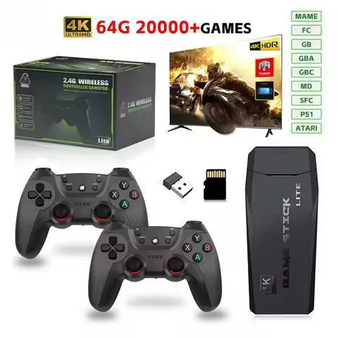 M8 Game Console 20000+ Games 64GB Built-in 2-Player 2.4G Wireless Controllers 4K HD PS1 GBA Video Games Christmas Gift