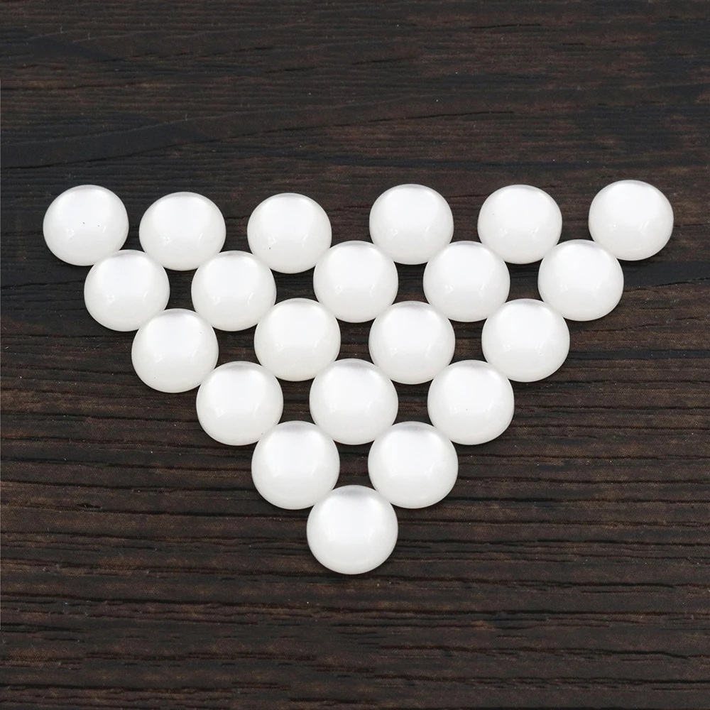 

New Fashion 40pcs 8mm White Color Flat Back Resin Cabochons Cameo V6-26