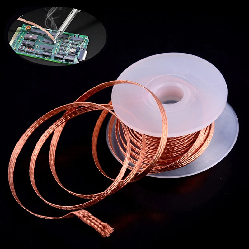 desoldering malha braid tape soldagem fios cobre ponto solda removedor reparacao fio wick equipamentos de soldagem 1040 mm 01