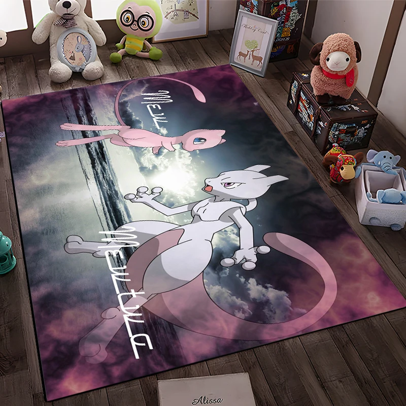 

Pokemen Cartoon Mewtwo Mew Area Rug,Carpet for Home Living Room Bedroom Sofa Doormat Kitchen Decor,Non-slip Floor Mat Miniso