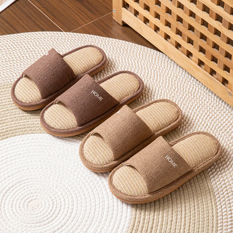 Linen Platform Women's Slippers House 2026 Spring Summer Designer Woman Shoes Flats New Indoor Slides Couple Soft Sole Non-Slip view 2