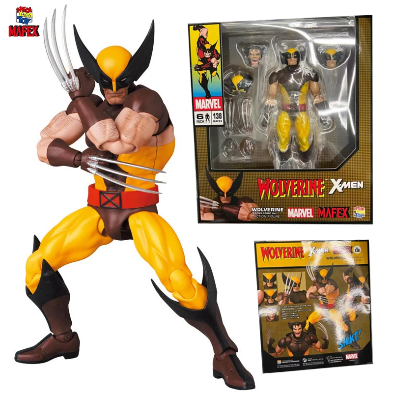 %100 Original Medicom Toy X-Men - Wolverine - Mafex (No.138) - Brown Comic Ver Anime Figure Action Figure Model Dekorasi