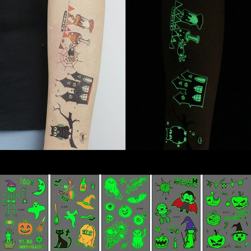 

New Halloween luminous tattoo stickers, holiday tattoo stickers