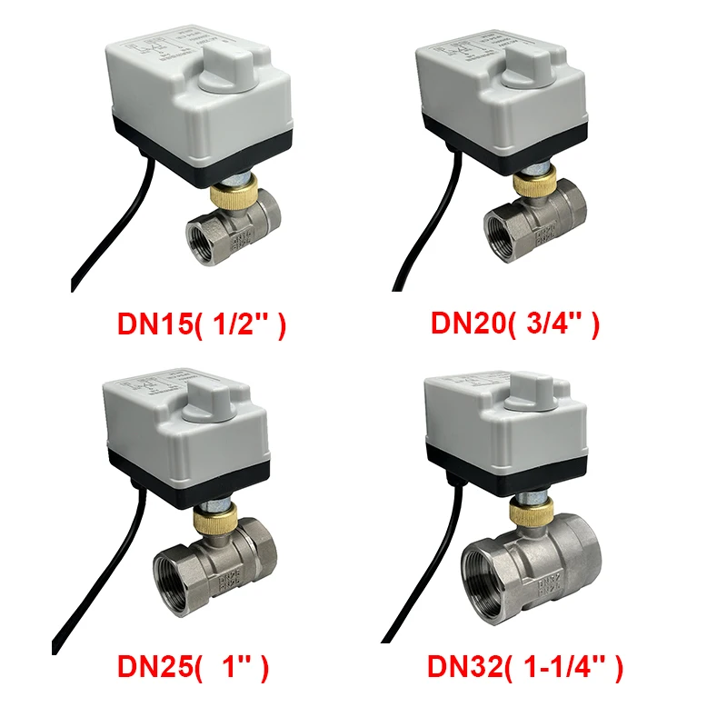 Dn15 dn20 dn25 dn40 motorisierter Kugel hahn aus Edelstahl mit manuellem Schalter 220V 12V 3-Draht 2-Punkt-Steuerung elektrische Kugel hähne – Detail 4