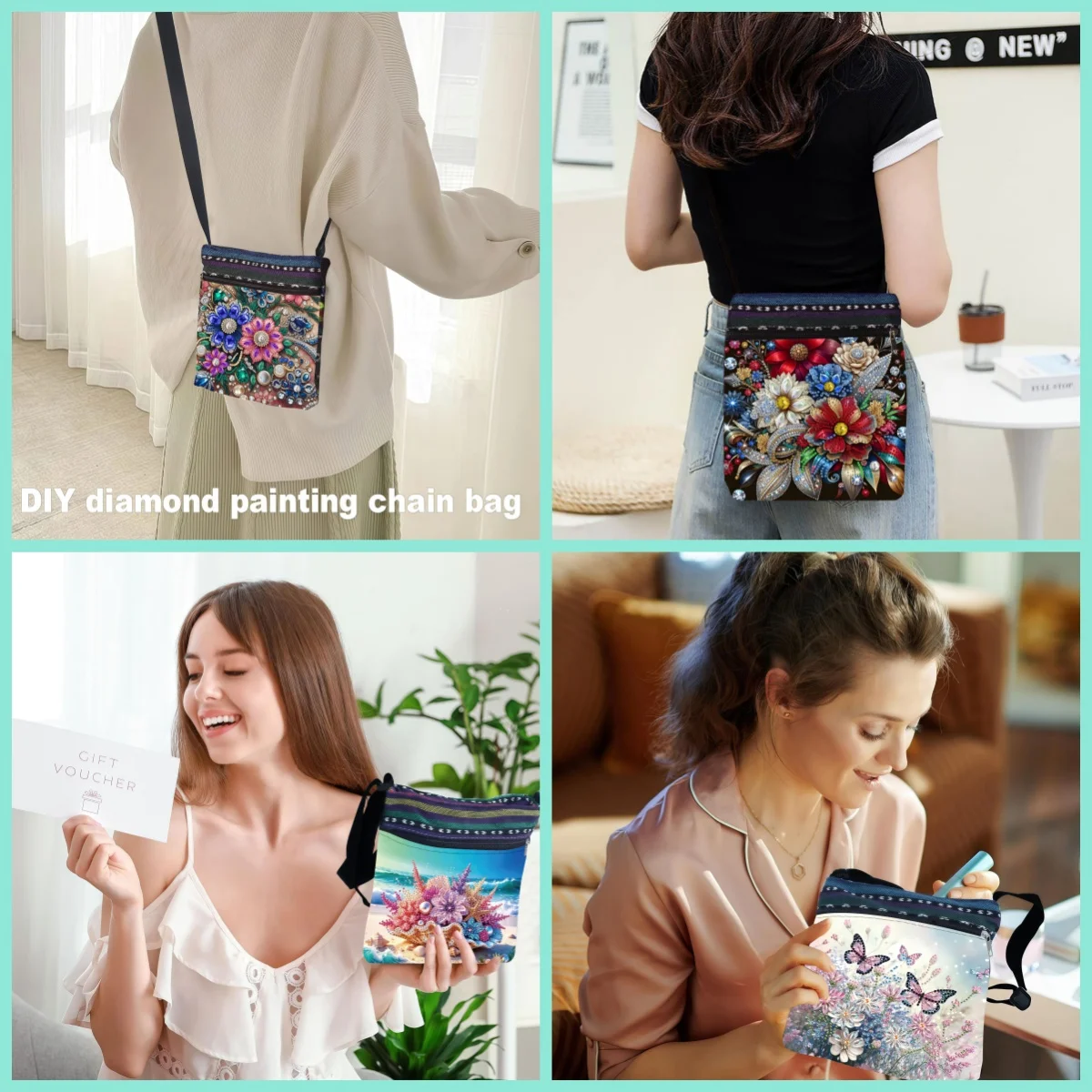 1 Piece Diamond Painting kit, Messenger bag, Butterfly pattern, canvas Material, home Storage, Thanksgiving gift