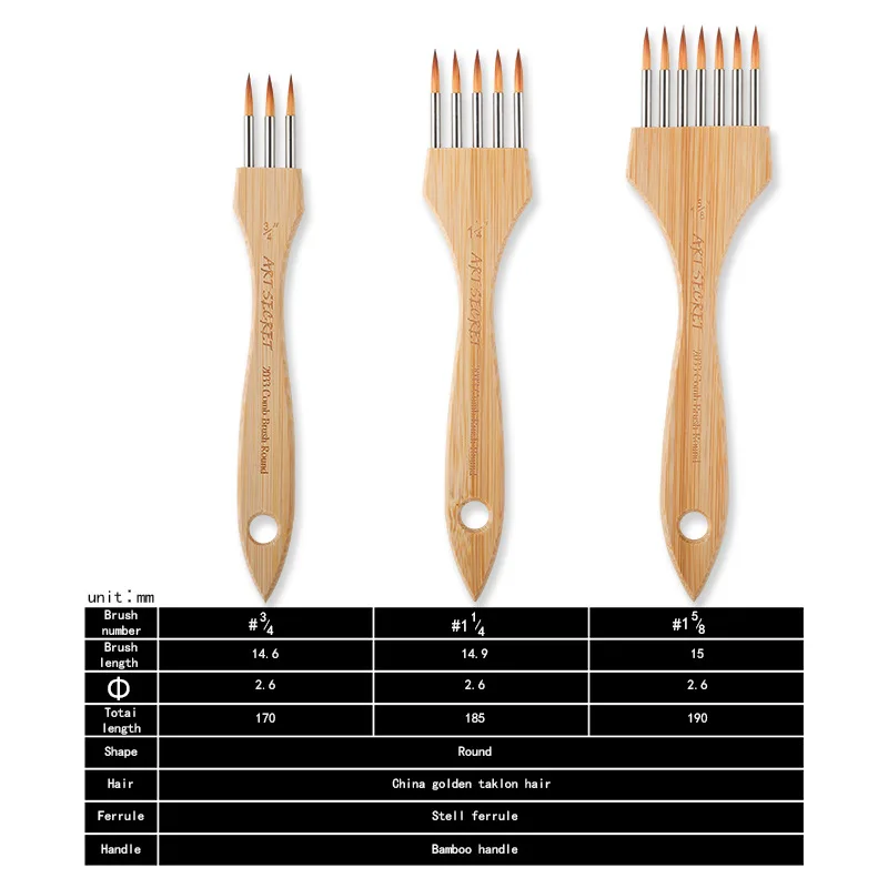 مشط فرشاة متعدد الأسنان ArtSecret فرش أكريليك بألوان مائية 2033 مستلزمات فنية من الصوف مزيج النايلون #6