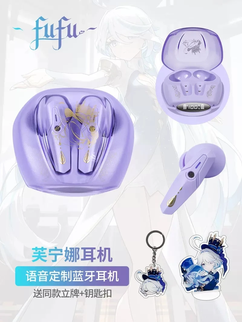 Anime Genshin Impact Furina Cosplay In-ear Wireless Earphone Touch Control Bluetooth Headphones Student Comic Gift