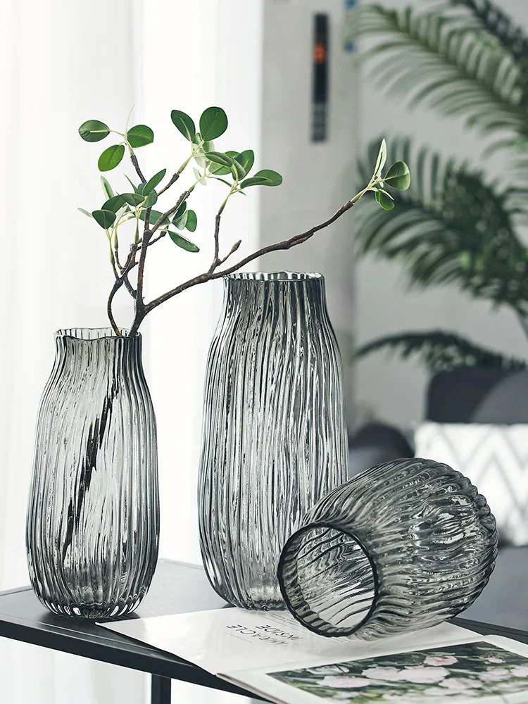 Nordic Creative Simple Water Wavy Glass Vase, Hydroponic Plants, Fresh Vase Ornaments