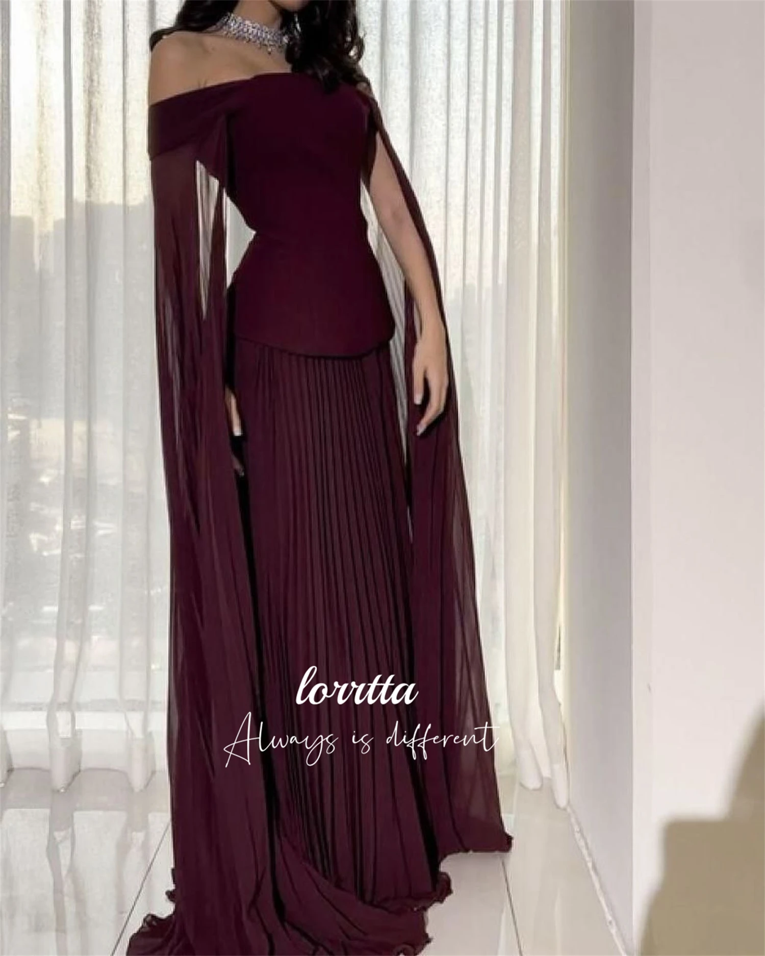 

Lorrtta Customized Women's Evening Dress Nice Dresses for Women Claret Chiffon Special Occasion Dresses Elegant Long Dress Robe