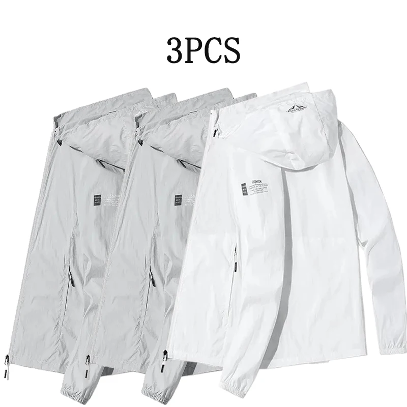 

3PCS Men's Hooded Windproof Casual Jackets Soft and Comfortable Multiple Color Styles Great for Leisure Time Trend