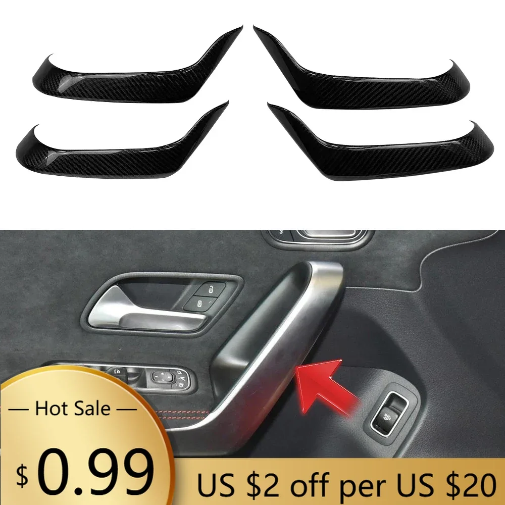 

Steering Covers Real Carbon Fiber Car Interior Side Door Handle Cover Trim For Benz A Class W177 2019-2021 CLA Class C188 CLA4
