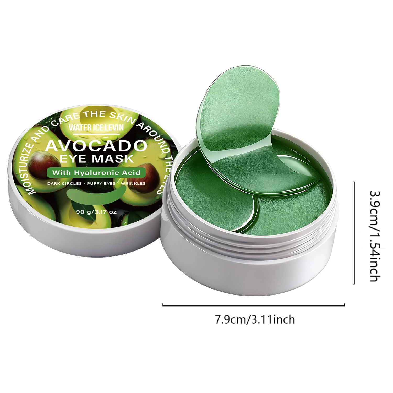 Masque contour des yeux riche à l'avocat et au beurre de cacao, enrichi en acide hyaluronique. Atténue les cernes, les poches et les rides. Watericelevin 90 g._voghion.com