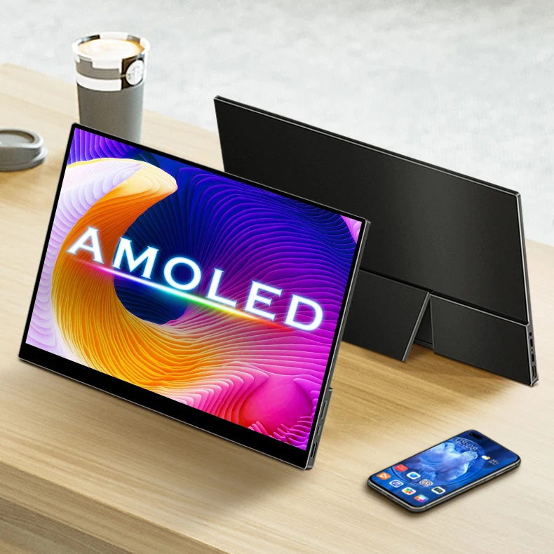 15,6 Zoll 4K OLED Tragbarer Monitor 550Nit USB-C HDMI-kompatibler externer Gaming-Monitor für Xbox Switch Laptop MacBook Phone – Detail 1