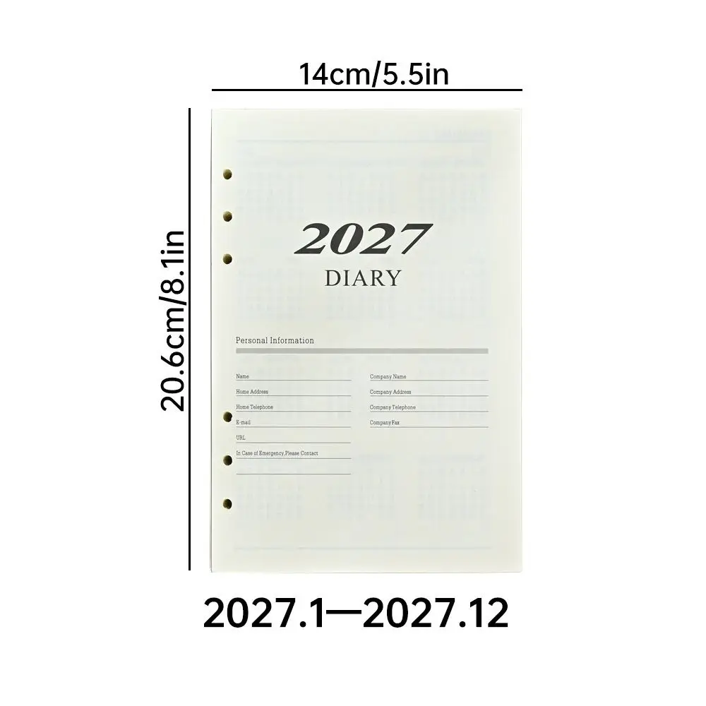 A5 2027 Journal Agenda Plannner Notebook Paper Loose Leaf Loose Leaf Calendar Inserts English Binder Notebook Refill view 6