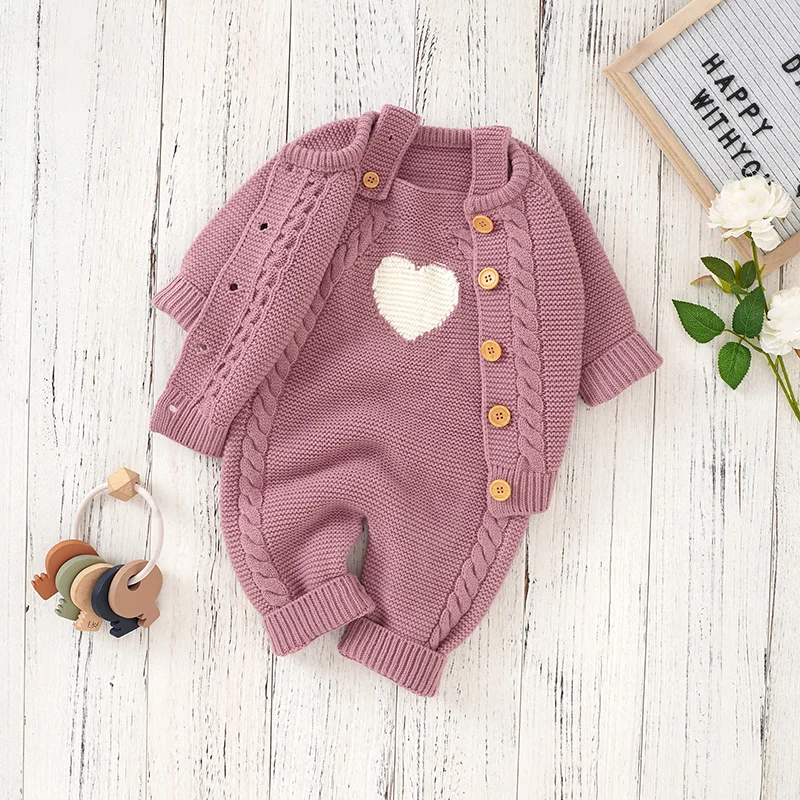 Winter Casual Long Sleeves Sweaters Jackets+Rompers Outfits Sets for Newborn Infant Kids Boys Girls Costumes Autumn Baby Clothes