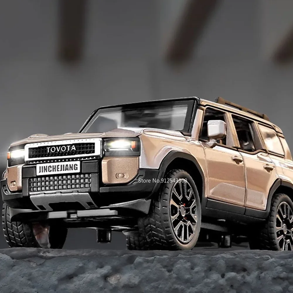 체중계 1:32 프라도 장난감 자동차 모델, 합금 다이캐스트, 6 도어 오픈 라이트 사운드, 풀 백 오프로드 SUV 모델, 어린이 크리스마스 날 선물
