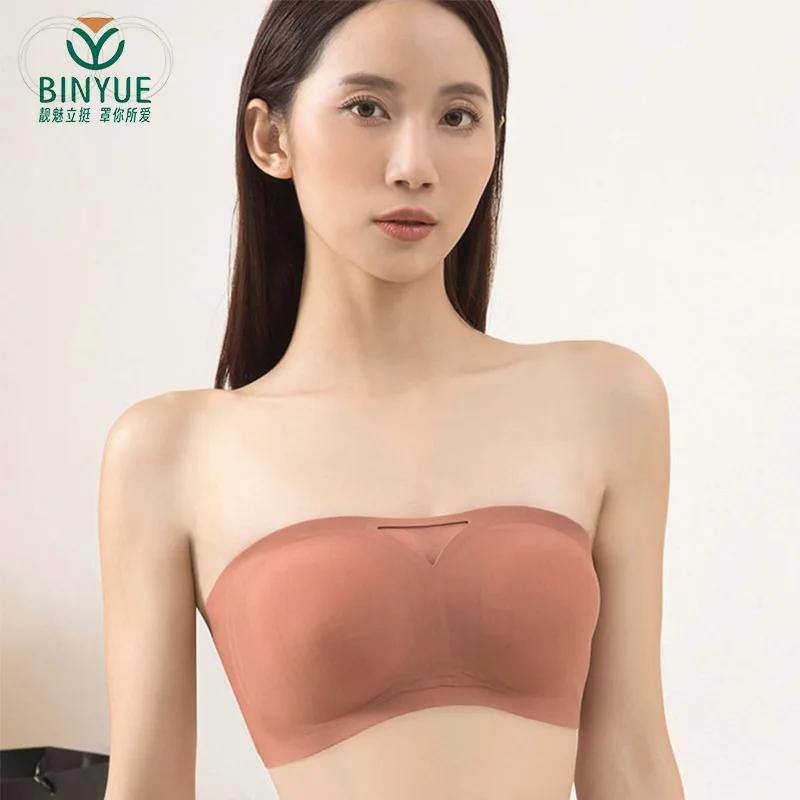 

Invisible Strapless Bra Women Anti Glare Bra Small Chest Gathering Thin Comfortable Seamless Back Bra