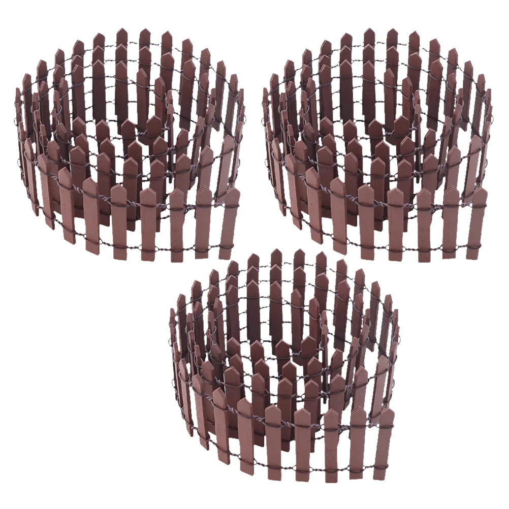 

3Pcs Micro Landscape Fence Miniature Wood Picket Fence Fairy Garden Decoration Dollhouse Accessories Mini Garden Decor