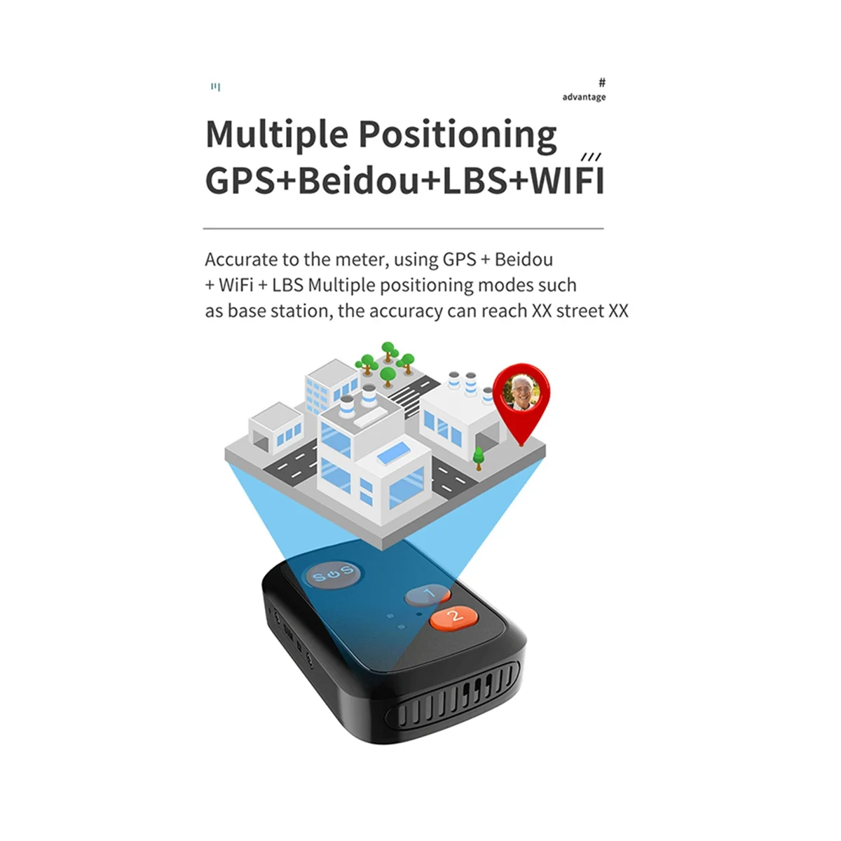 GPS + Beidou Tracker RF-V51 WIFI Compatible with 4G LTE/3G WCDMA/2G GSM SOS Alarm Two-Way Voice Tracking Waterproof(B)