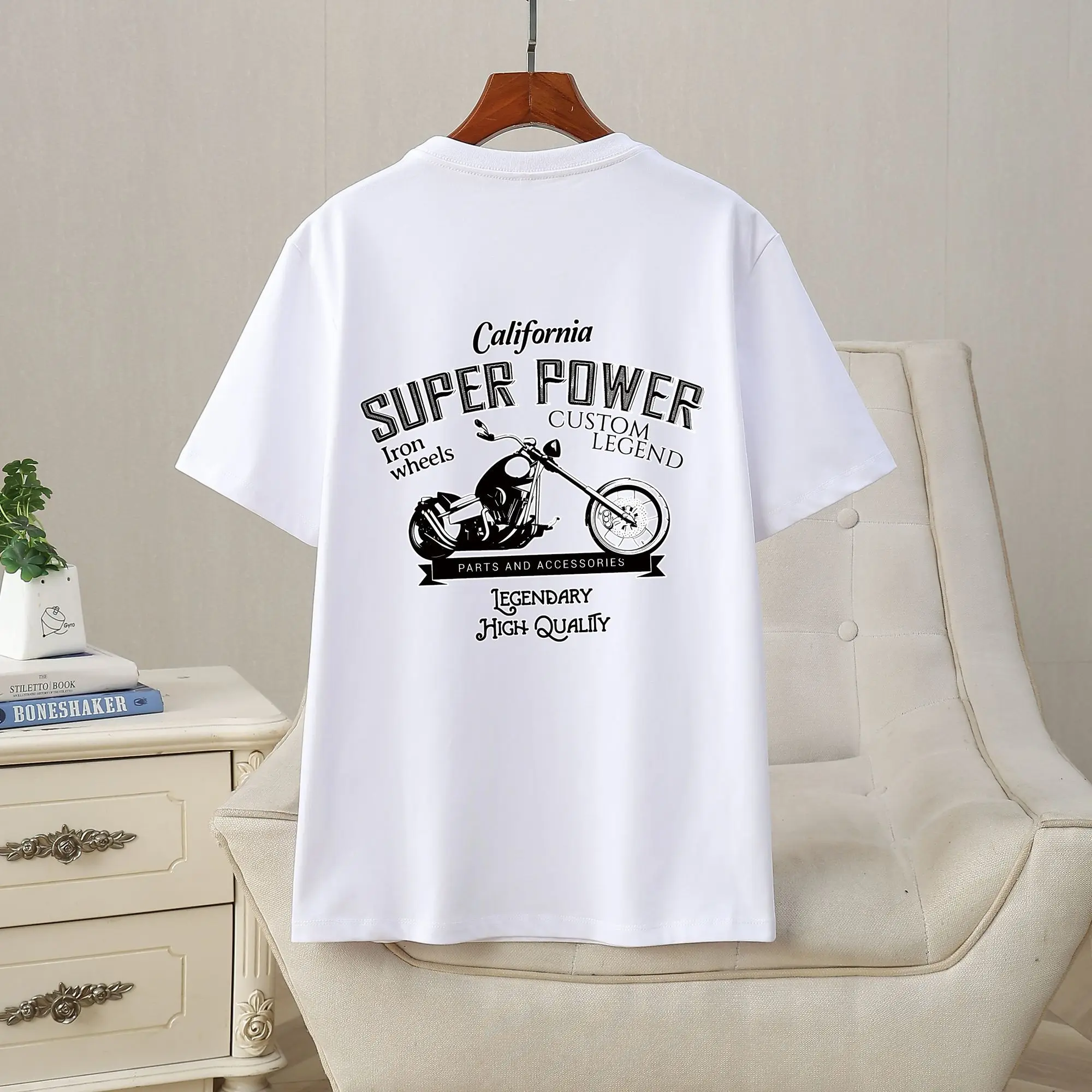 

2026 Новая американская ретро-трендовая футболка для мотокросса с модифицированным принтом и короткими рукавами, мужская и женская повседневная свободная футболка больших размеров