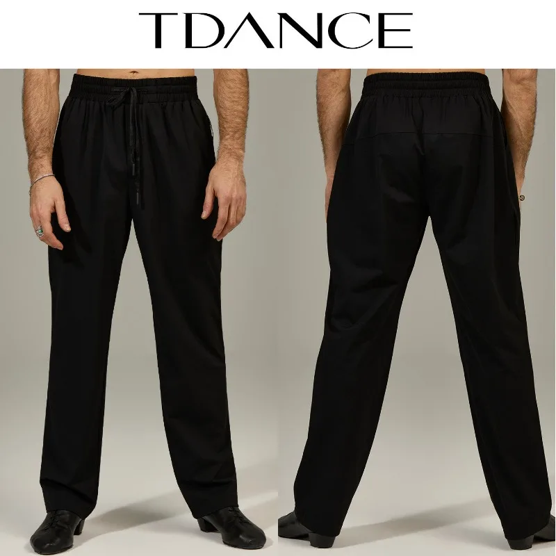 customized TDANCE Men's Latin Elastic Drawstring Retractable Sports Pants Practice Pants Quick Drying Fabric Drop Feeling BS-55