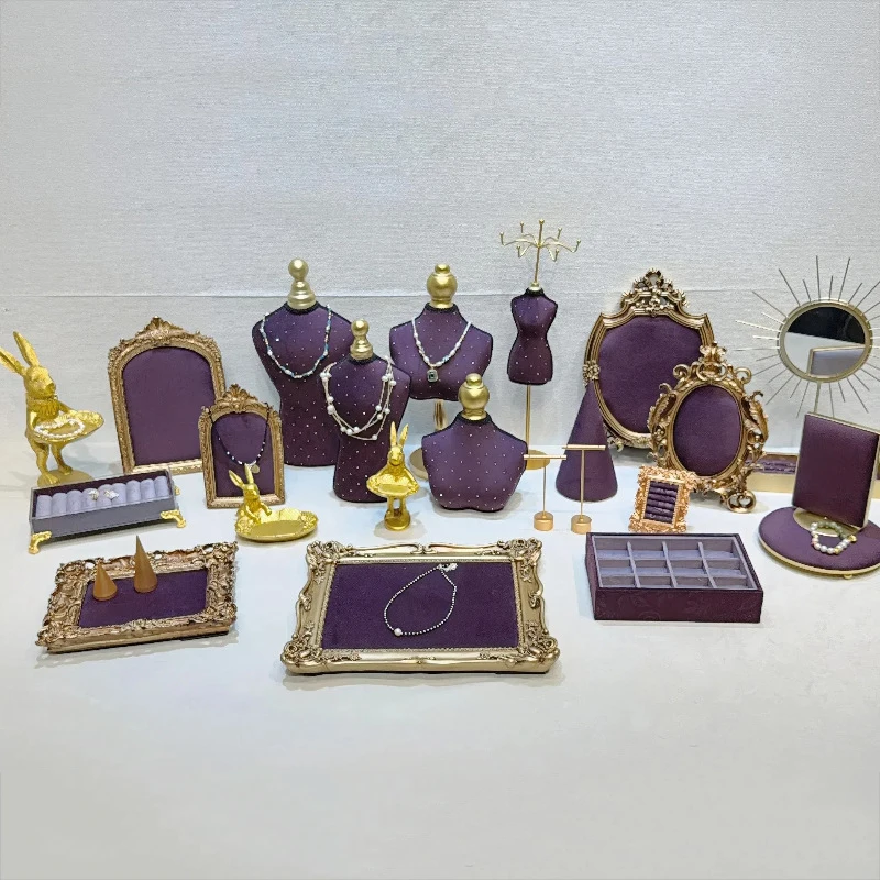 Deep Purple Retro Metal Jewelry Display Stand Ring Stud Necklace Pendant Bracelet Storage and Display Stand