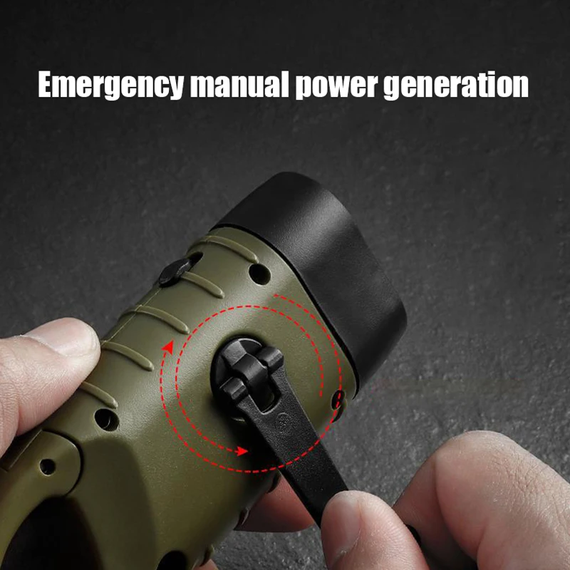 Portable Mini LED Torch Emergency Hand Crank Dynamo Solar Flashlight Outdoor Camping Hiking Light Emergency Rechargeable Lamp