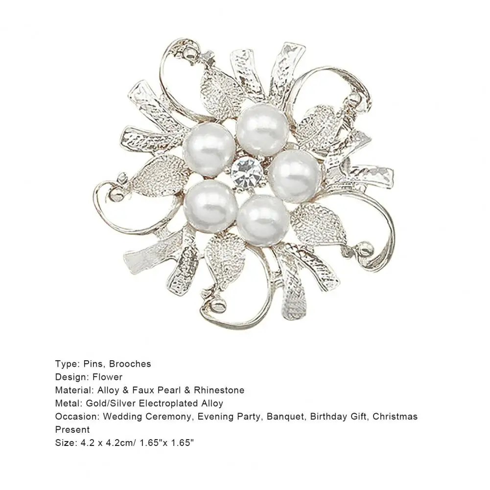 Trendy White Pearl Crystal Zircon Flower Brooch Pins For Women Girls Rhinestones Wreath Party Wedding Jewelry Gift 2024