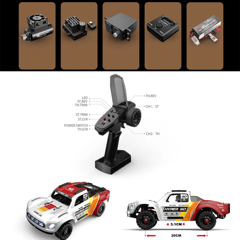MJX Hyper Go 14211 Brushless RC Auto da corsa 1:14 4WD Illuminazione a LED Sospensione indipendente Metallo Fuoristrada Auto telecomandata Giocattolo
