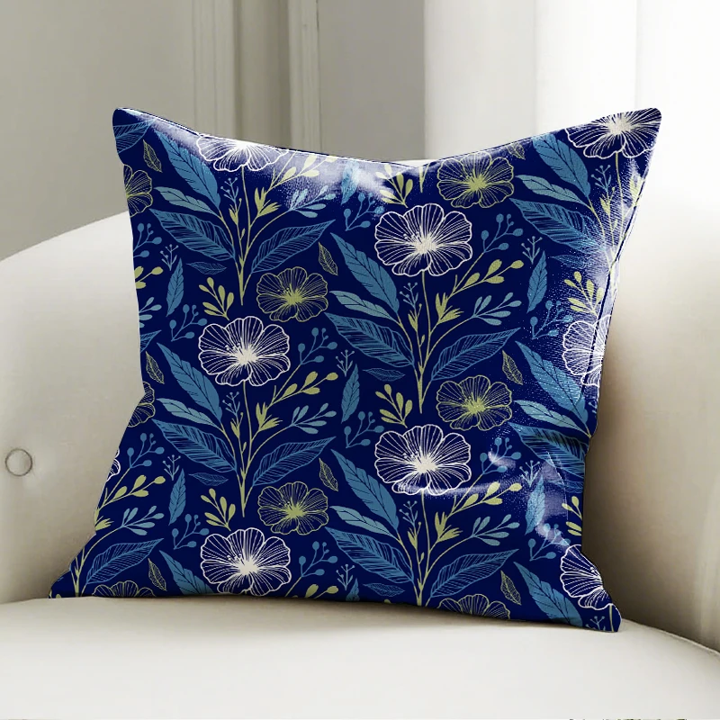 

Dark Purple Flower Square Pillowcase Fashion Bedroom Sofa Decorative Cushion Cover with Zipper Soft Cushion Customizable Cover