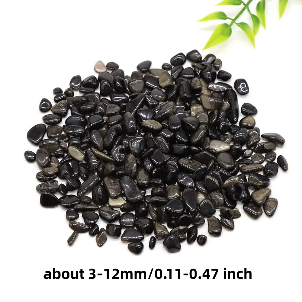 3-12mm Undrilled Golden Obsidian Chips, Gold Sheen Obsidian Crystal Chips, Gold Obsidian Tumbled Chips Crystal Chips, For DIY