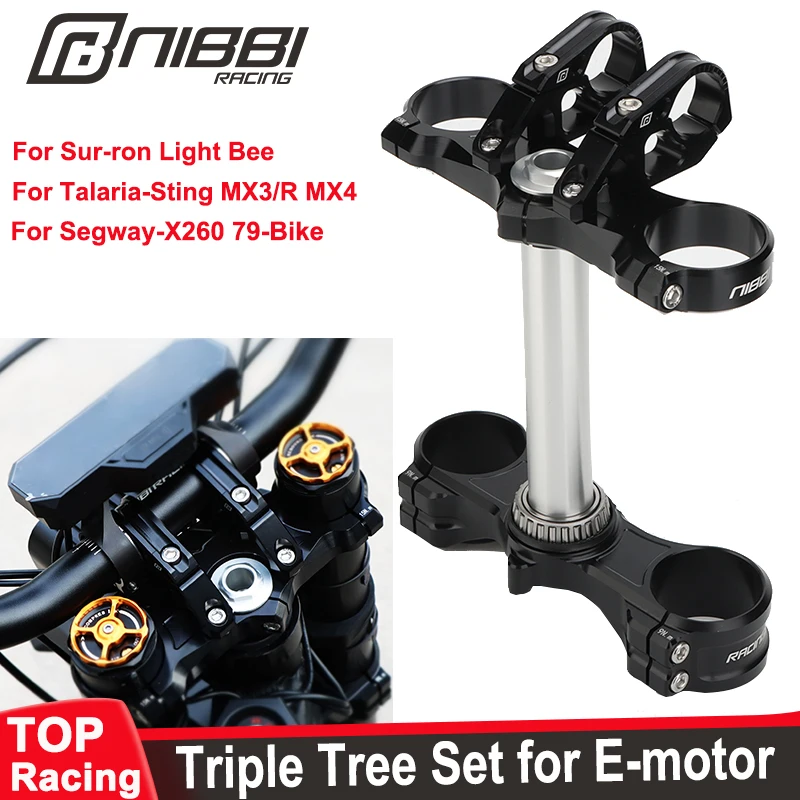 

NIBBI New Triple Tree Clamps Steering Stem Assembly Upper/Lower Bar Mount Adapter fit Sur-ron Light Bee TalariaSegway X260 Motor