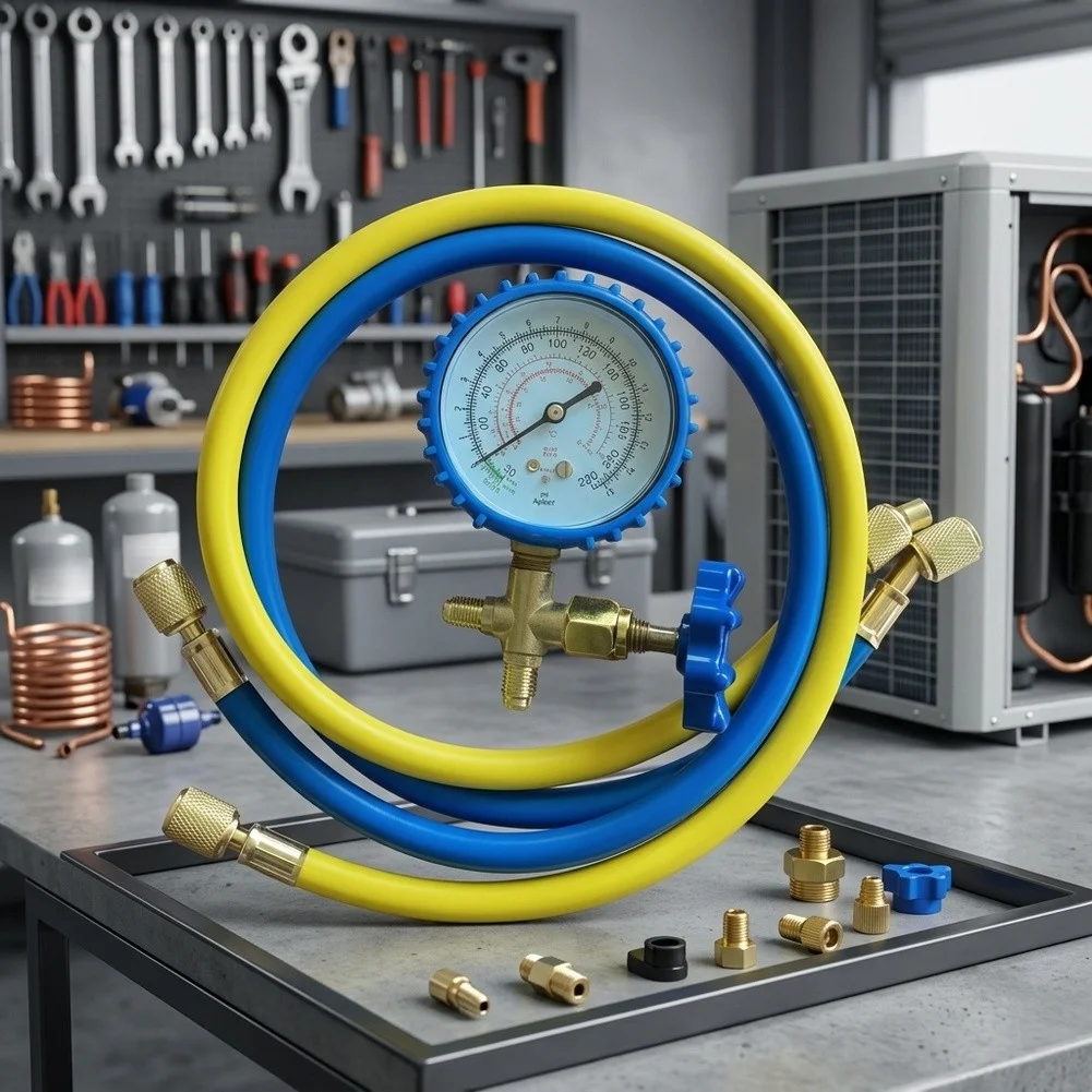 For Air Conditioning Servicing HVAC Manifold Gauge Set As Picture Brass And Plastic Build For R290 R600A Systems
