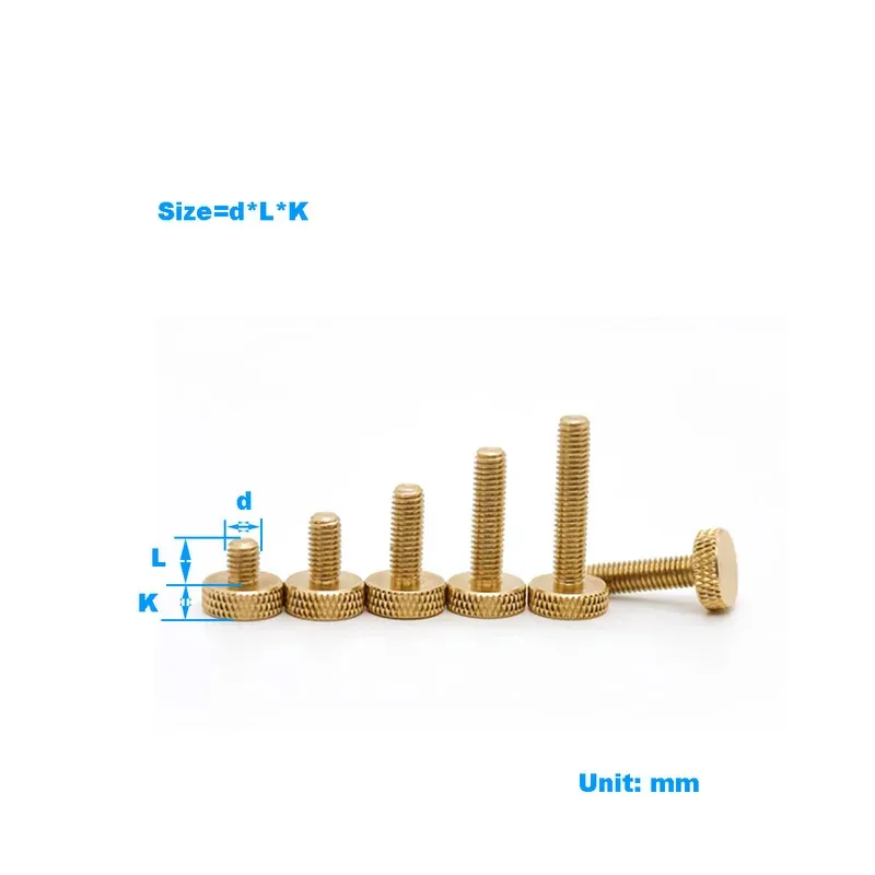 برغي إبهام نحاسي برأس مخرش M3 M4 M5 M6 برغي آلة برأس مسطح يدويًا