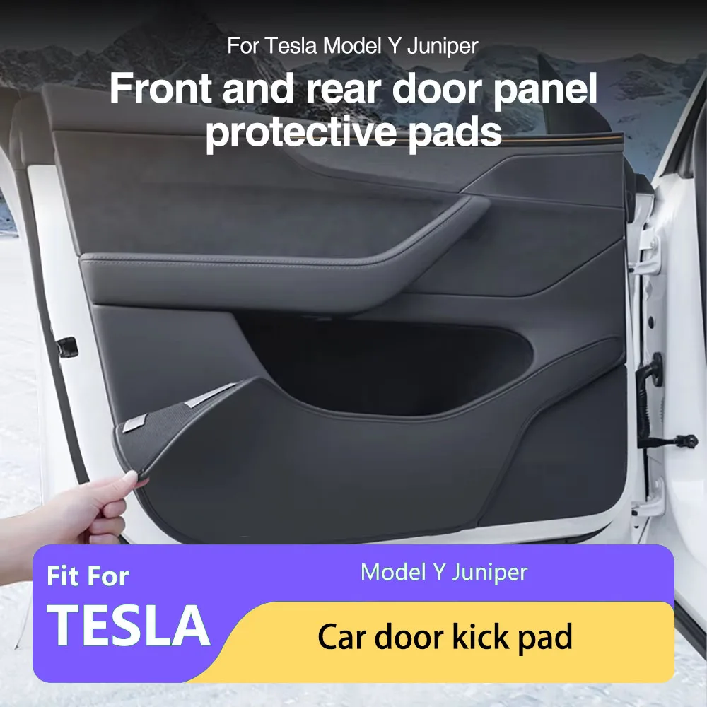 NewFor Tesla Model Y Juniper 2025 4Pcs Car Door Anti Kick Pad Front and Rear Door Side Panel Protection Pad Interior Accessories