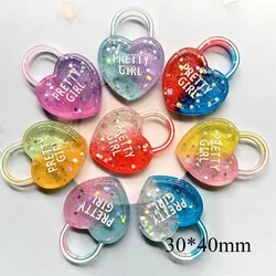 6Pcs/lot Rainbow Love Lock for Lover Colorful Resin DIY Craft PERtTY GIRL Home Decor Accessory Appliques DIY Craft Jewelry Make