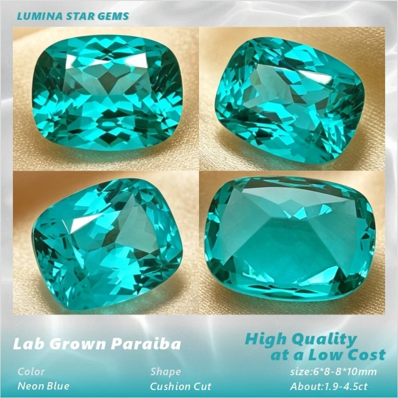lab Grown Sapphire Sea Blue Colour Rectangular Cushion Shape VVS1 Charms DIY Jewelry Making Material Selectable AGL Ce