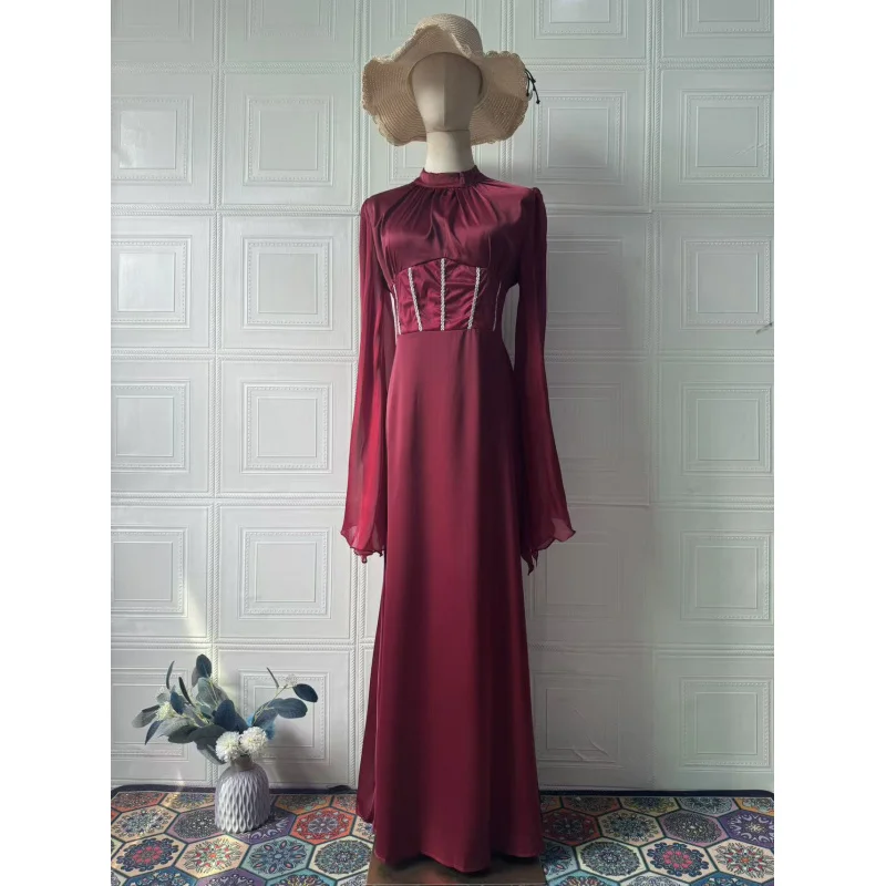 2025Spring New Fashion Elegant Temperament Long Sleeve Long Dress Dynamic Flowing Dress for Women