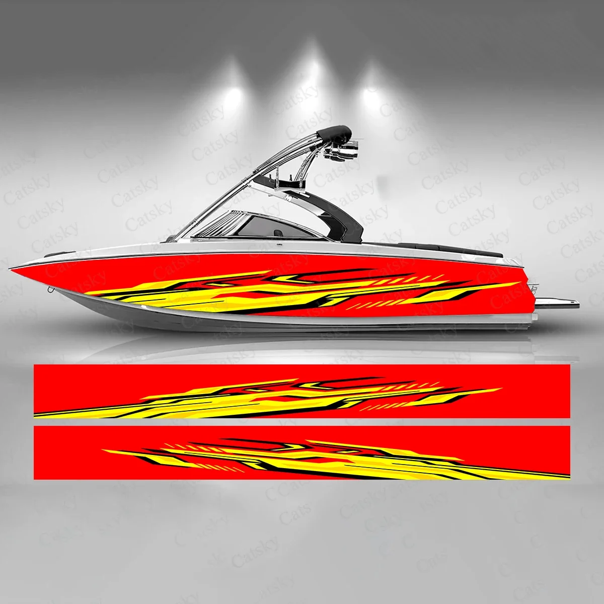 

Red and Yellow Colorful Boat Sticker Fashion Custom Fish Boat-Sticker Vinyl Waterproof Boat Wrap Graphic Boat Wrap Decal